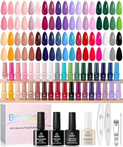 Beetles Gel Nail Polish Set, 36 Colors Pink Purple Red Green Blue Brown