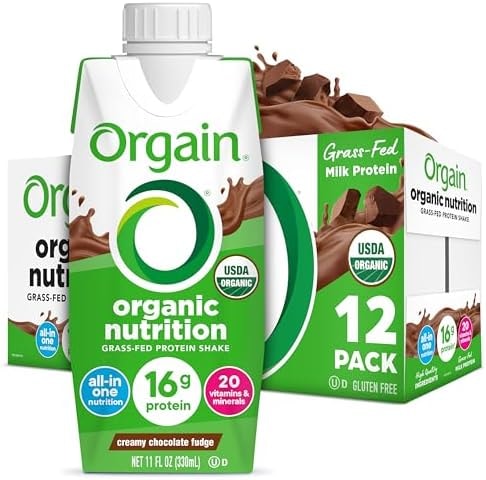 ORGAIN Organic Creamy Chocolate Fudge Shake 12 Pack, 11 FZ