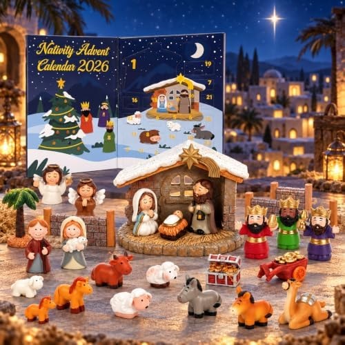 Nativity Advent Calendar 2026 for Kids - 24 Days of Nativity Set for Kids