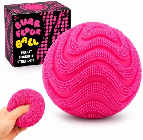 Fuzz Ball Squishy Stress Ball,Soft Fidget Squishy Fuzz Squeeze Ball for Adults,Anxiety Stress Relief Toys,Party Favors Gift for Adults (Pink Ball)