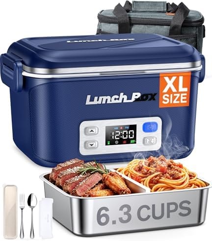 Cordless Electric Lunch Box Rechargeable for Men, 1.5L 27000mAh, Blue