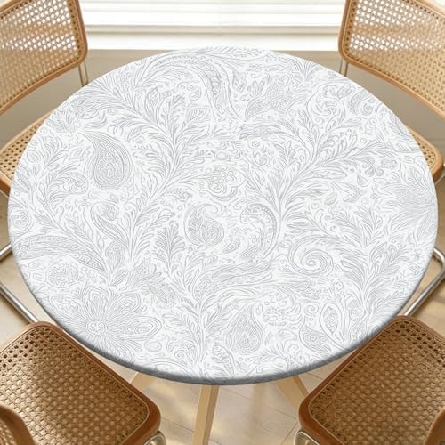ARTSGOO Round Fitted Table Cloth with Elastic Fits 42"-46" Round Tables