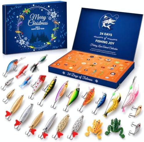 Fishing Advent Calendar 2026 Lure - 24 Days Xmas Gift Adult Men Teen Boys