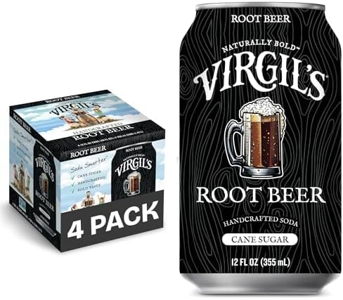Virgil's Naturally Bold Handcrafted Root Beer Soda, 4 Pack (12 fl oz Cans)