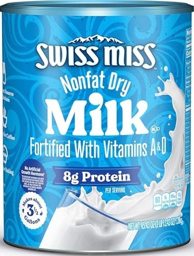 Swiss Miss Nonfat Dry Milk With Vitamins A &D, Makes 3 Gallons, 45.43 oz.