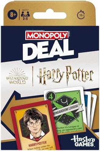 Monopoly Deal: Harry Potter Card Game | Family Games for Kids and Adults | Ages 8 and Up | 2 to 5 Players | 15 mins. | Travel Size