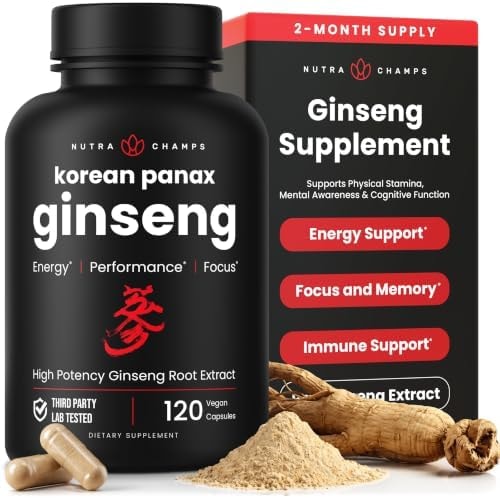 NutraChamps Korean Red Panax Ginseng Capsules | Ginseng Supplement for Men