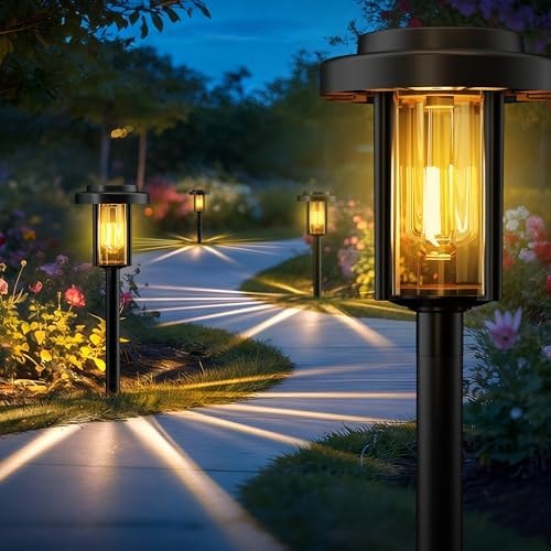HMDecor Solar Pathway Lights, 8 Pack Solar Light Outdoor IP65 Waterproof