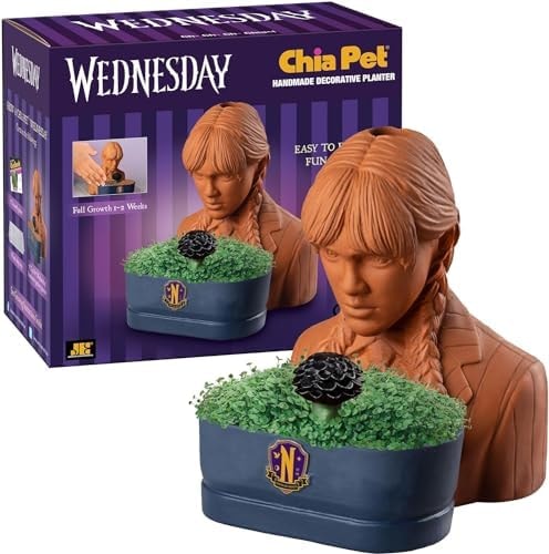 Chia Pet Wednesday with Seed Pack, Decorative Pottery Planter, Easy to Do and Fun to Grow, Novelty Gift, Perfect for Any Occasion