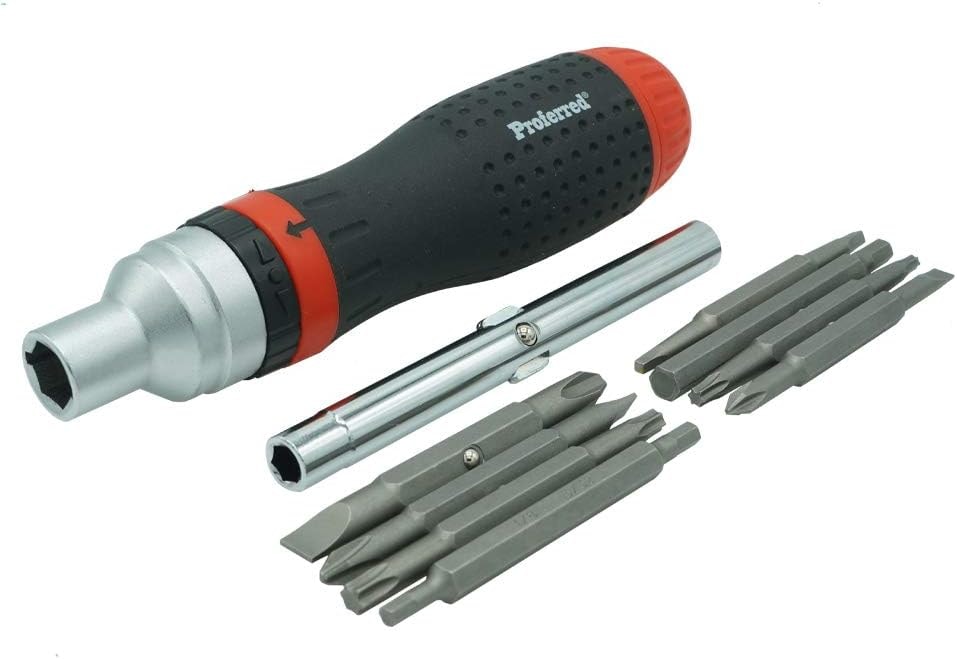Proferred T29004 Interchangeable Bit Screwdriver Sets, Ratcheting 19 Piece in 1