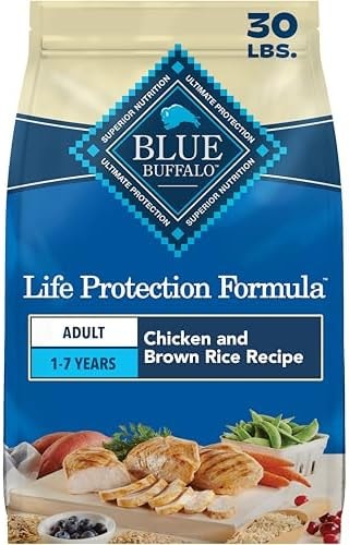 Blue Buffalo Life Protection Formula Chicken & Brown Rice Adult Dry Dog Food, Supports Immunity with Antioxidant-Rich LifeSource Bits, Promotes Healthy Muscle Development, Skin & Coat Health, 30 lbs.