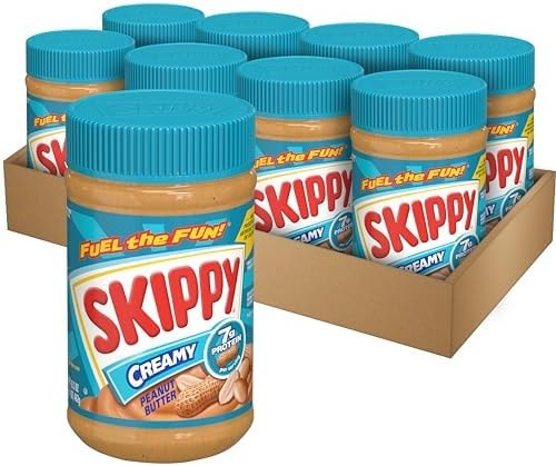 SKIPPY Creamy Peanut Butter, Plant Based Protein, 16.3oz x8