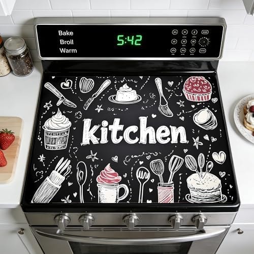 Stove Top Cover for Electric Stoves: All-in-One Heat-Resistant Protector Mat, Non-Slip Kitchen Counter Mat 28''x20''