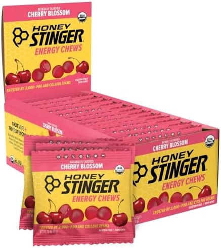 Honey Stinger Organic Cherry Blossom Energy Chew, Gluten Free & Caffeine Free, for Exercise, Running and Performance, Sports Nutrition for Home & Gym, Pre and Mid Workout, 21.6 Ounces (Pack of 12)