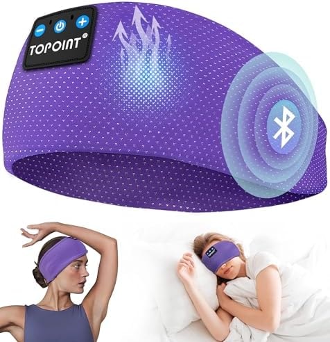 TOPOINT Sleep Headphones Bluetooth 5.4, Sports Wireless Earphones Sweat Breathable with HD Stereo Speaker for Women Men Sports Gifts Workout Jogging Yoga Insomnia Travel Meditation