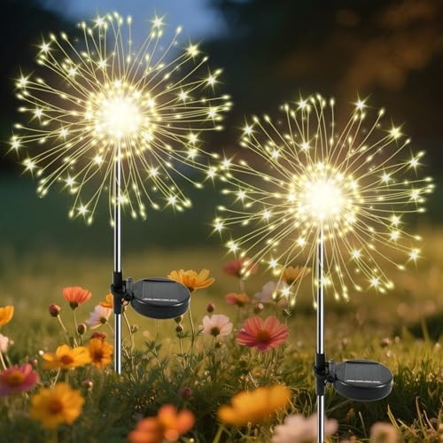 Solar Garden Lights Outdoor, Solar Firework Fairy Lights Garden Decor