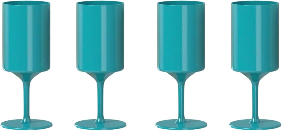 Knork Eco 4 Piece Party Cup, Outdoor Wine Stem, Blue