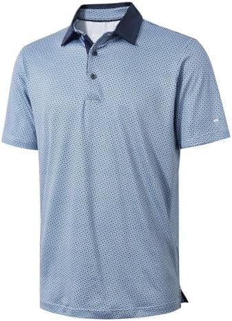 Golf Shirts for Men Dry Fit Short Sleeve Moisture Wicking Print Performance Sport Casual Men Polo Shirts