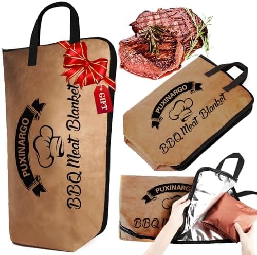 BBQ Blanket for Resting Meat, Puxinargo Brisket Blanket Meat Resting Bag for Smoking, Grilling Meat Insulated Resting Bag with Wide Mouth & Reinforced Handles for Large Brisket/Turkey, Large 23"