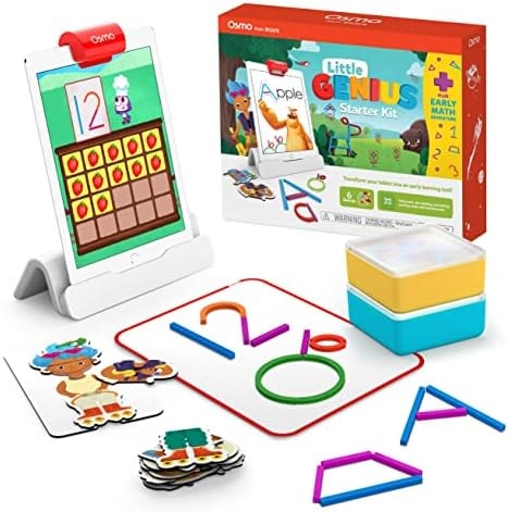 Little Genius Starter Kit for iPad + Early Math Adventure - 6 Educational Games (Latest Version) Counting, Shapes & Phonics-STEM Gifts-Ages 3-5 (Base Included)