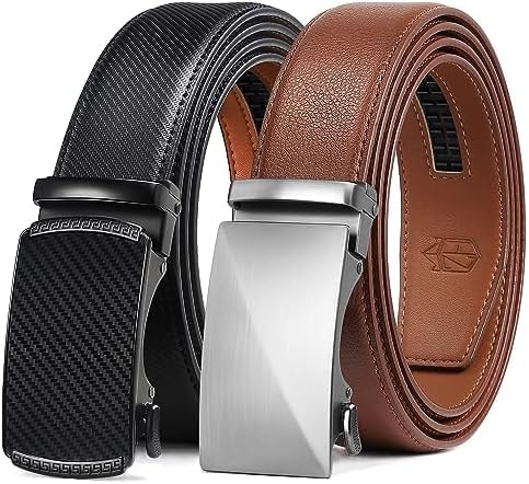 Zitahli Leather Ratchet Belt for Men - 2 Pack Mens belt,Customizable Fit