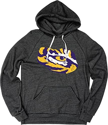 LSU Tigers Tri-Blend Hoodie Vintage Icon Team Color, Medium