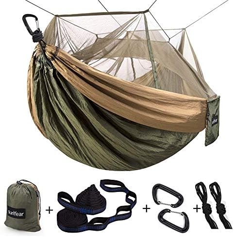 Sunyear Camping Hammock Mosquito Net Double 2 Person 500lbs 10ft Straps