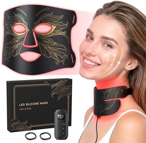 Red Light Therapy for Face & Neck with 850nm NIR & 7 Color Modes