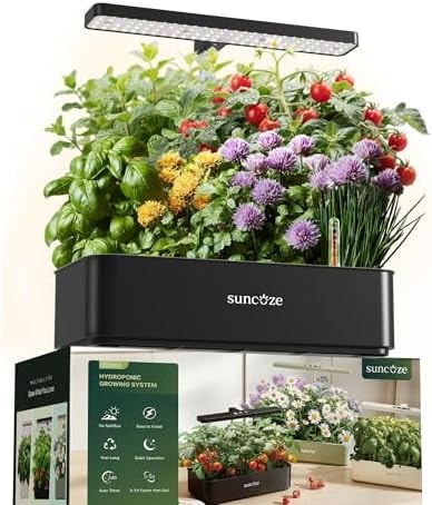 SUNCOZE Hydroponics Growing System, Compact 12 Pods Indoor Garden, Black