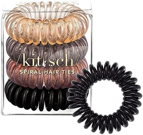Kitsch Spiral Hair Ties for Women- Durable Hair Accessories- Brunette, 4pcs