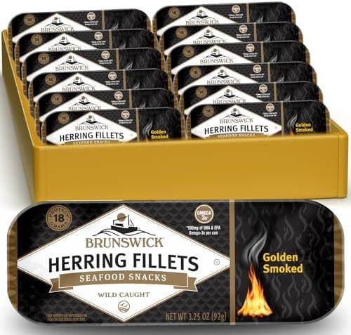 Brunswick Golden Smoked Herring Fillets, 3.25 oz (Pack of 12)