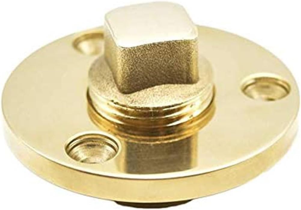 MARINE CITY Golden Brass Drain Plug, Polished, Durable, Rust-Resistant, Fits 1 Inch Diameter Hole, 1/2-Inch NPT, Corrosion-Proof for Boats, Yachts, Kayaks & More (Pack of 1)
