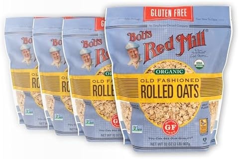 Bob's Red Mill Organic Gluten Free Old Fashioned Rolled Oats, 32oz (4 Pack)