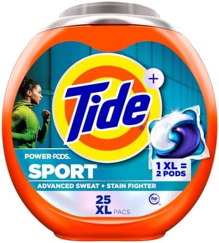 Tide Power Pods Sport Laundry Detergent Pacs, 25 Count, Advanced Sweat + Stain Fighter