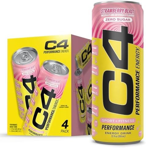 C4 Performance Energy Drink with Zero Sugar, 150mg Caffeine, 12 Fl Oz 4pk