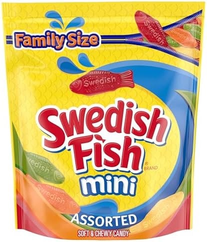 SWEDISH FISH Mini Assorted Soft & Chewy Gummy Candy, Family Size, 1.8 lb