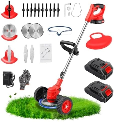 ALSO GO 24V Electric Weed Wacker with Wheels, Grass Trimmer Cordless