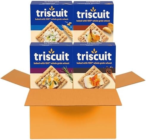 Triscuit Whole Grain Wheat Crackers 4 Flavor Variety Pack, Lunch Snacks, Bulk Snack Crackers, 4 Boxes