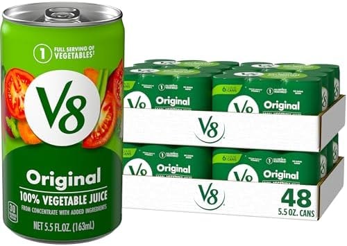 V8 Original 100% Vegetable Juice, 5.5 fl oz Can (48 Pack)