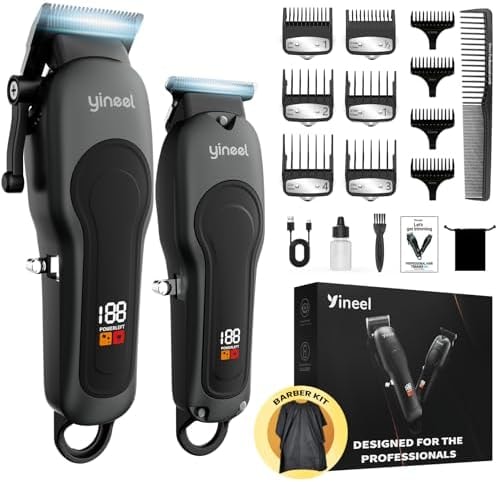 Yineel Hair Clippers for Men, Professional Cordless Clippers & Trimmer Set, Super Quiet, Clippers for Hair Cutting Kit with LED Display, Gift for Men Women Barber Kid