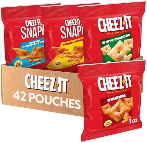 Cheez-It Cheese Crackers, Baked Snack Crackers, Lunch Snacks, Variety Pack (42 Packs)