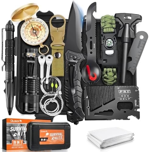 19 in 1 Survival Kit Stocking Stuffers for Men, Survival Gear and Supplies