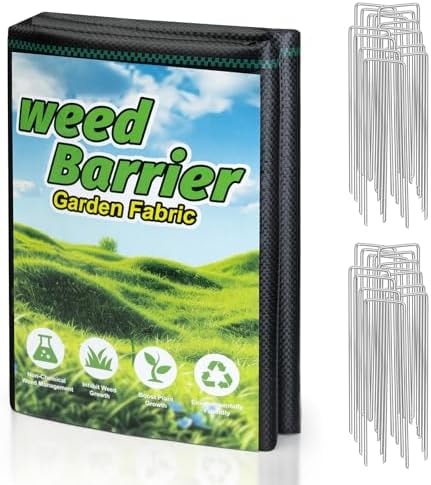 Weed Barrier Landscape Fabric 4FT x 100FT , with 20 U-Shaped Ground Stakes