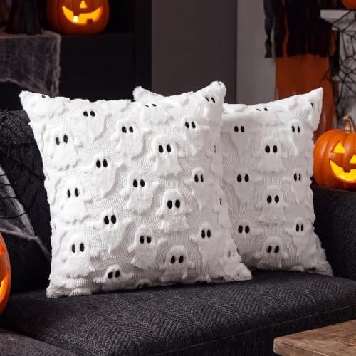Halloween Pillow Covers 18x18In Set of 2 White 3D Ghost Throw Pillow Covers