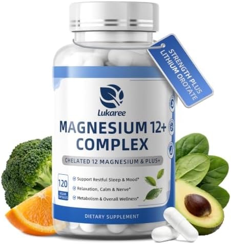 Magnesium Glycinate Complex - 12 Forms of Glycinate,Citrate & B6,120 Caps