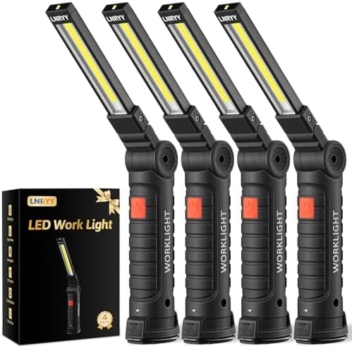 LNRYY 4Pack Rechargeable Magnetic LED Work Light/Flashlight for Mechanics