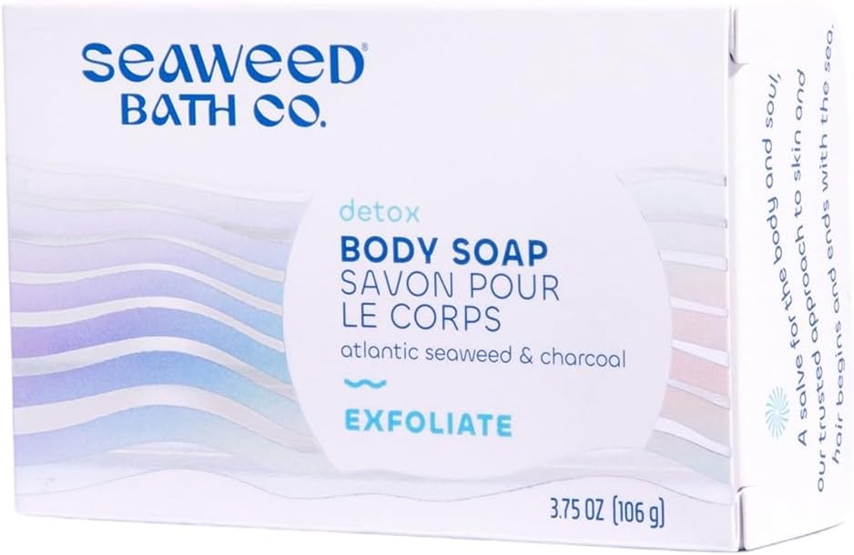 Seaweed Bath Co. Exfoliate Detox Body Soap, 3.75 Ounce, Sustainably Harvested Seaweed, Charcoal (Packaging May Vary)