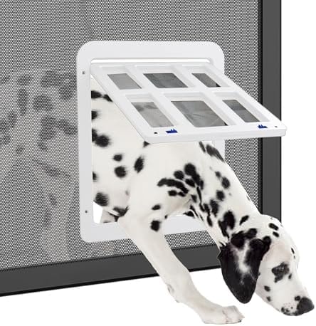 Namsan Dog Door for Screen Door, Passage 11.2 x 14.4 inches, Doggy Door for Sliding Door, Dog Screen Window, Magnetic Flap Auto Closing, Screen Door with Doggie Door Built in, Lockable, White