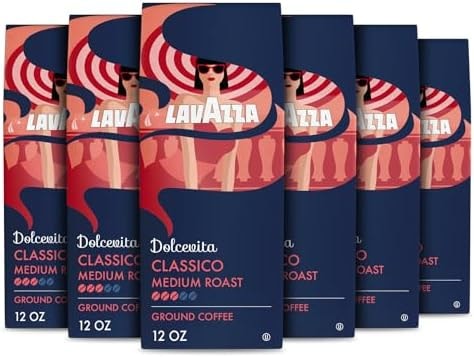 Lavazza Dolcevita Classico Ground Coffee 6 Bags of 12oz, Medium Roast, Rich and Full-bodied, Intensity 3/5, Arabica and Robusta, Ideal for Drip Brewers, (Pack of 6) - Package May Vary