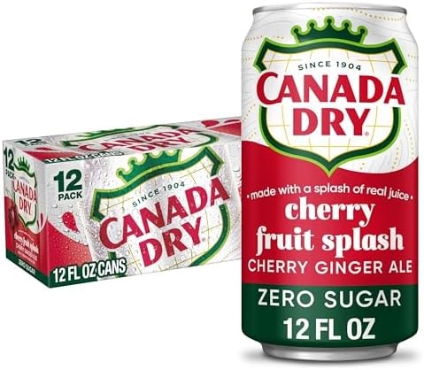 Canada Dry Zero Sugar Cherry Ginger Ale Soda, 12 Oz Cans, 12 Count
